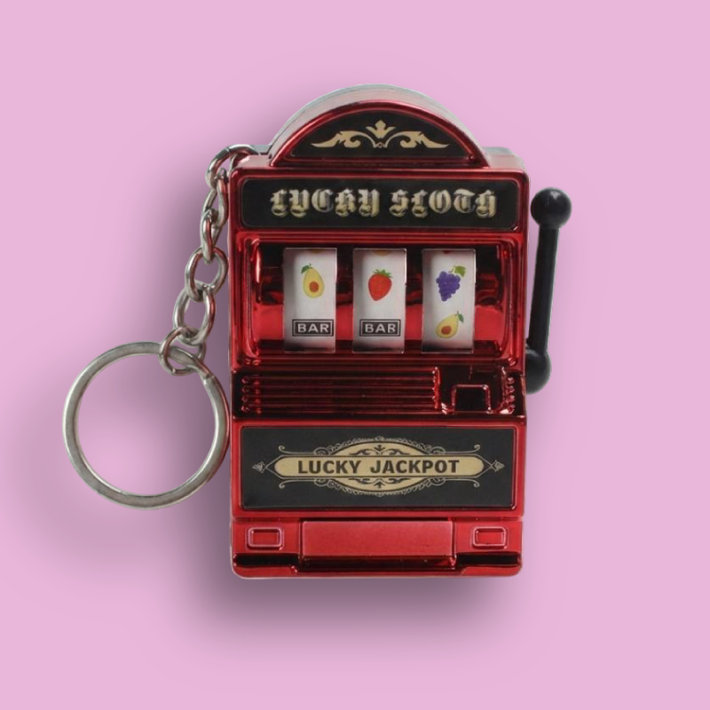 Mini Slot Machine Keychain Red