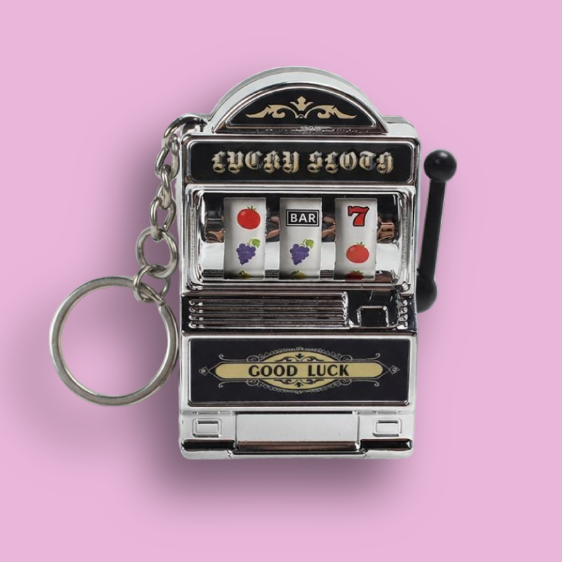 Mini Slot Machine Keychain Silver