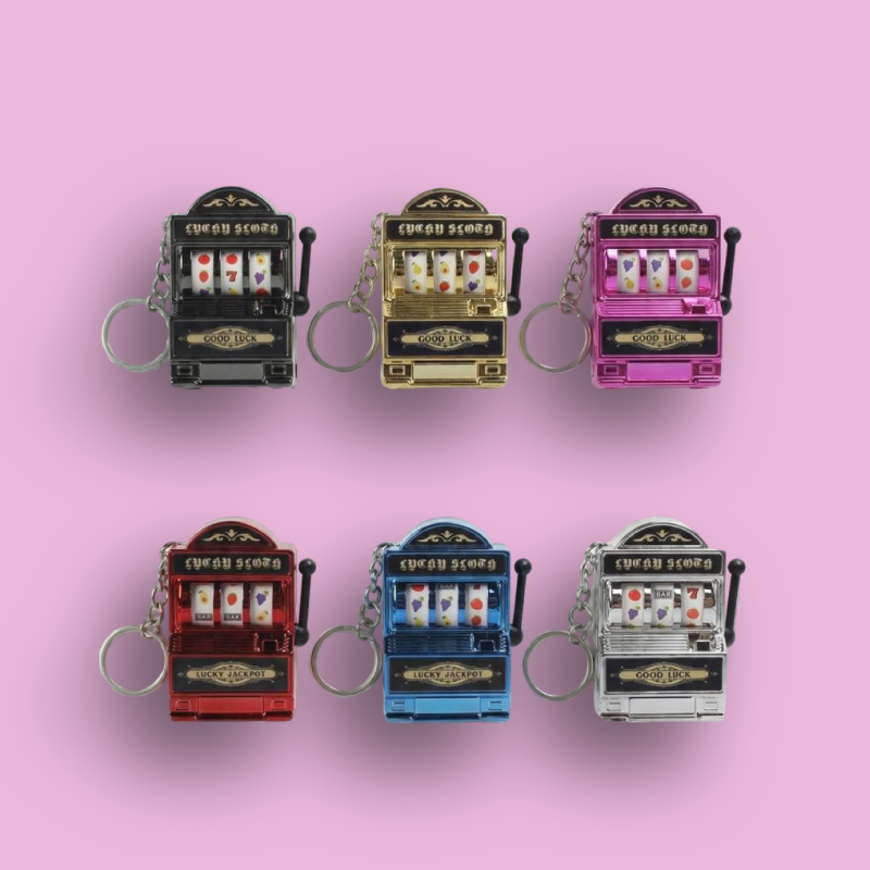 Mini Slot Machine Keychains Set