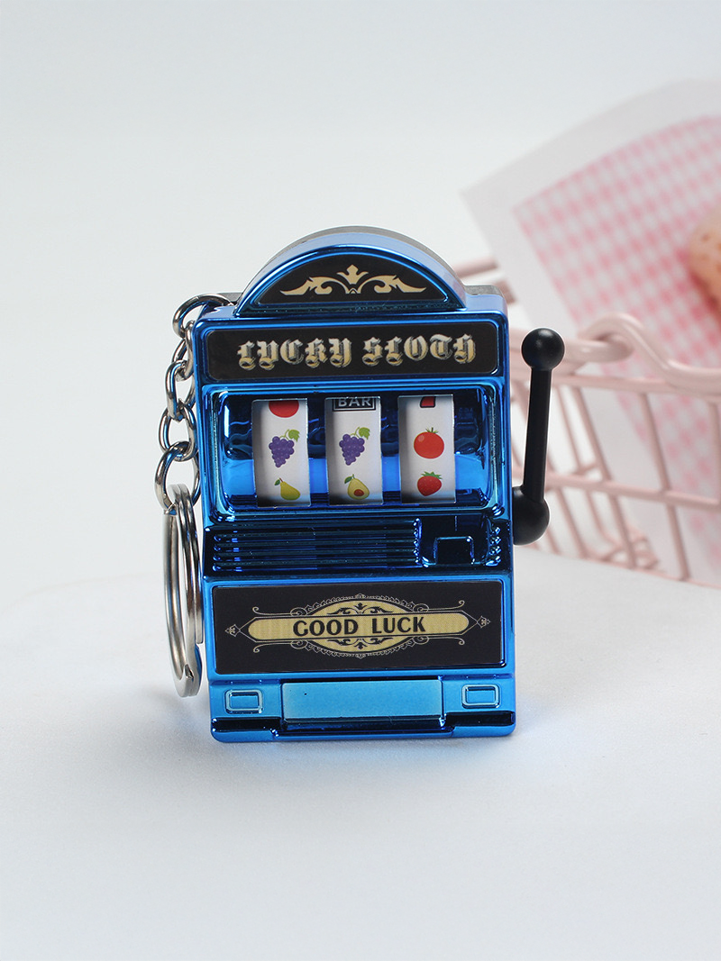 Mini Slot Machine Keychain Blue