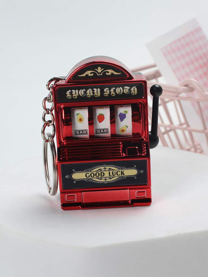 Mini Slot Machine Keychain Red